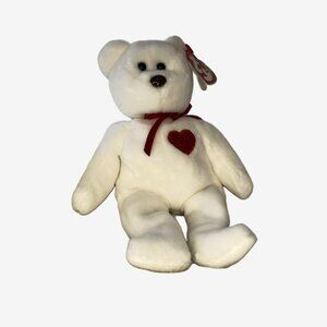 Ty Beanie Baby Valentino Bear 1994 White Red Ribbon Heart Original Tag  Vintage